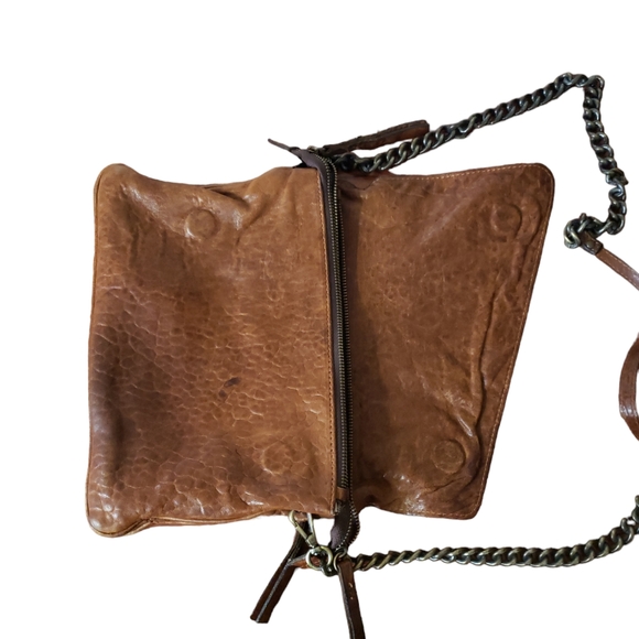 Maxon Purse Brown Leather Flap Chain Shoulder Strap Handbag Designer - Picture 6 of 16